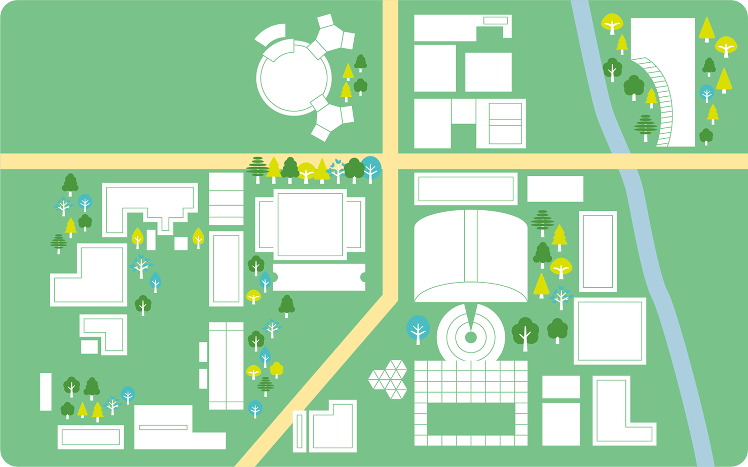 山梨学院大学の構内図